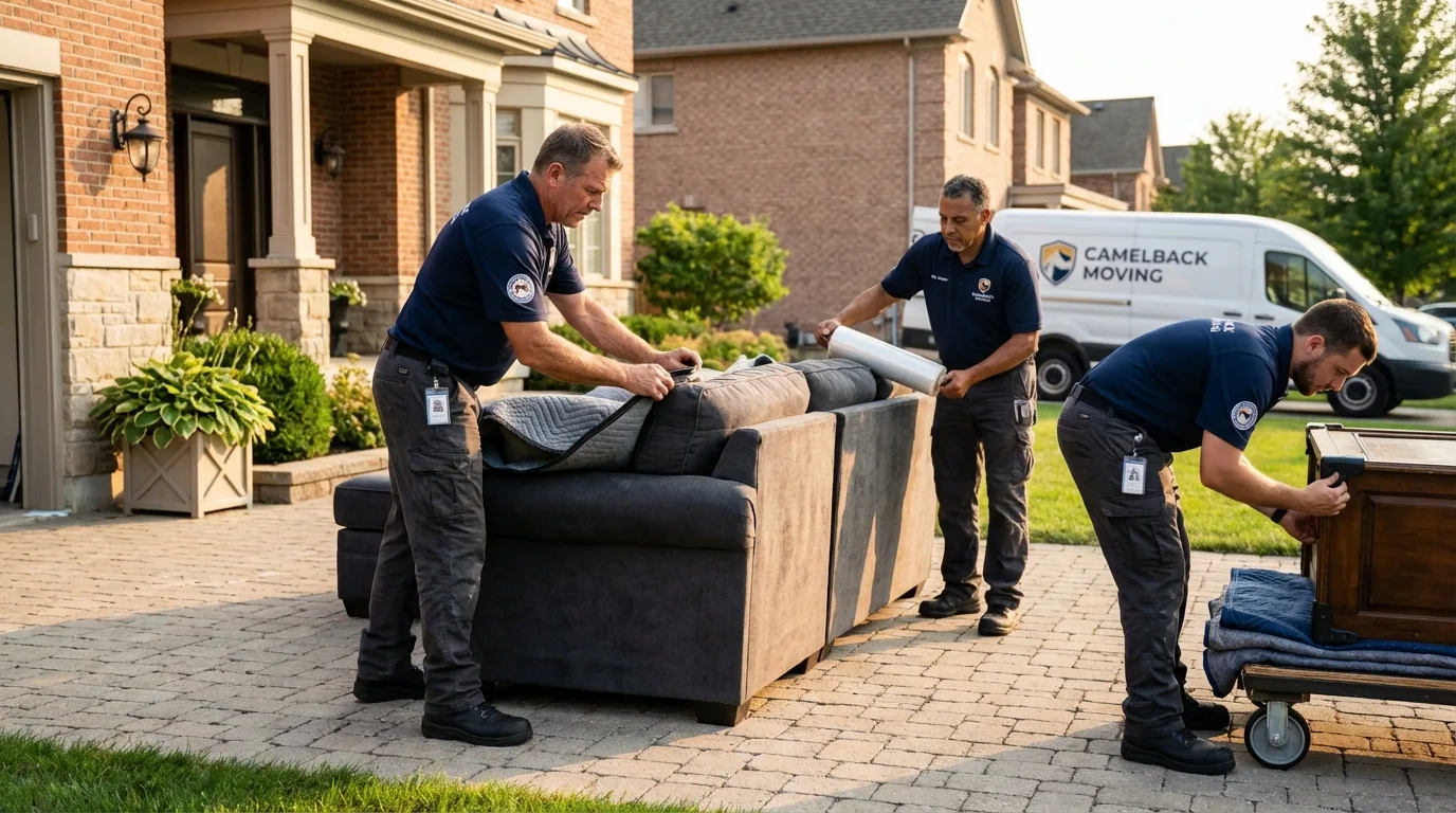 Large estate moving crew wrapping furniture in Keyport, NJ
