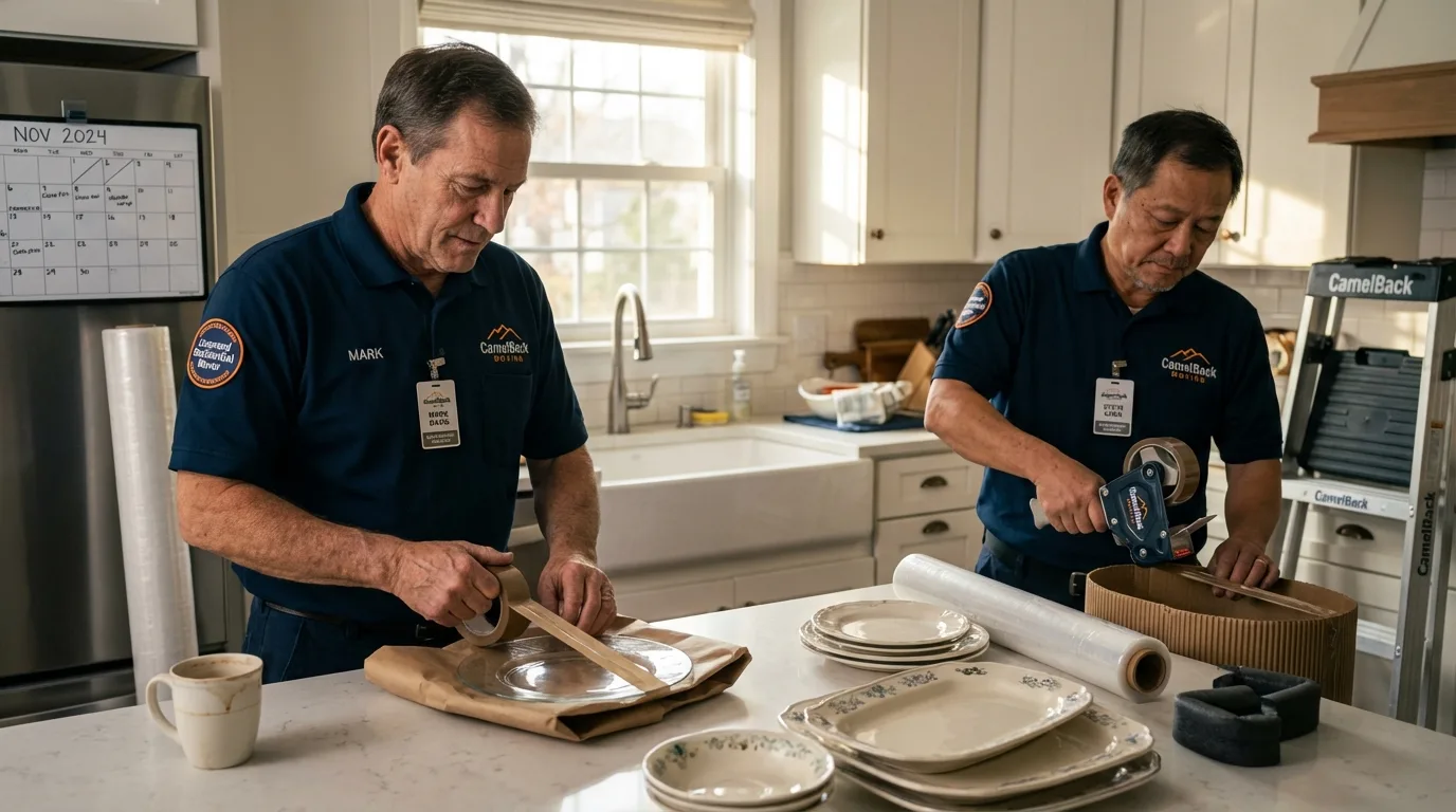 Professional crew packing kitchen dishware in Keyport, NJ